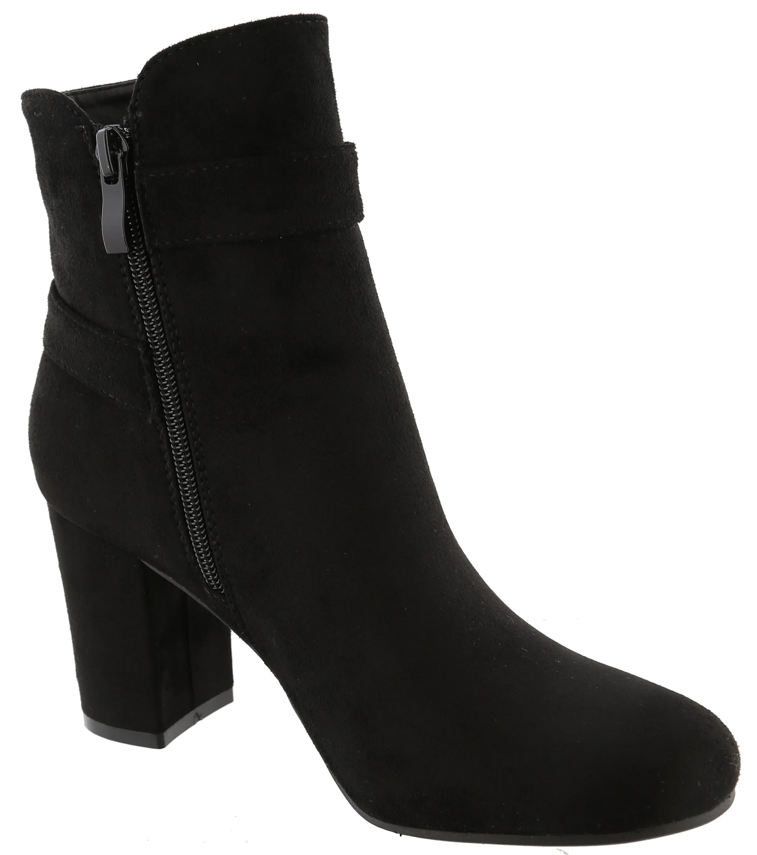 Top Moda Women's Western Strappy Buckle Chunky Stacked Block Heel Ankle Bootie