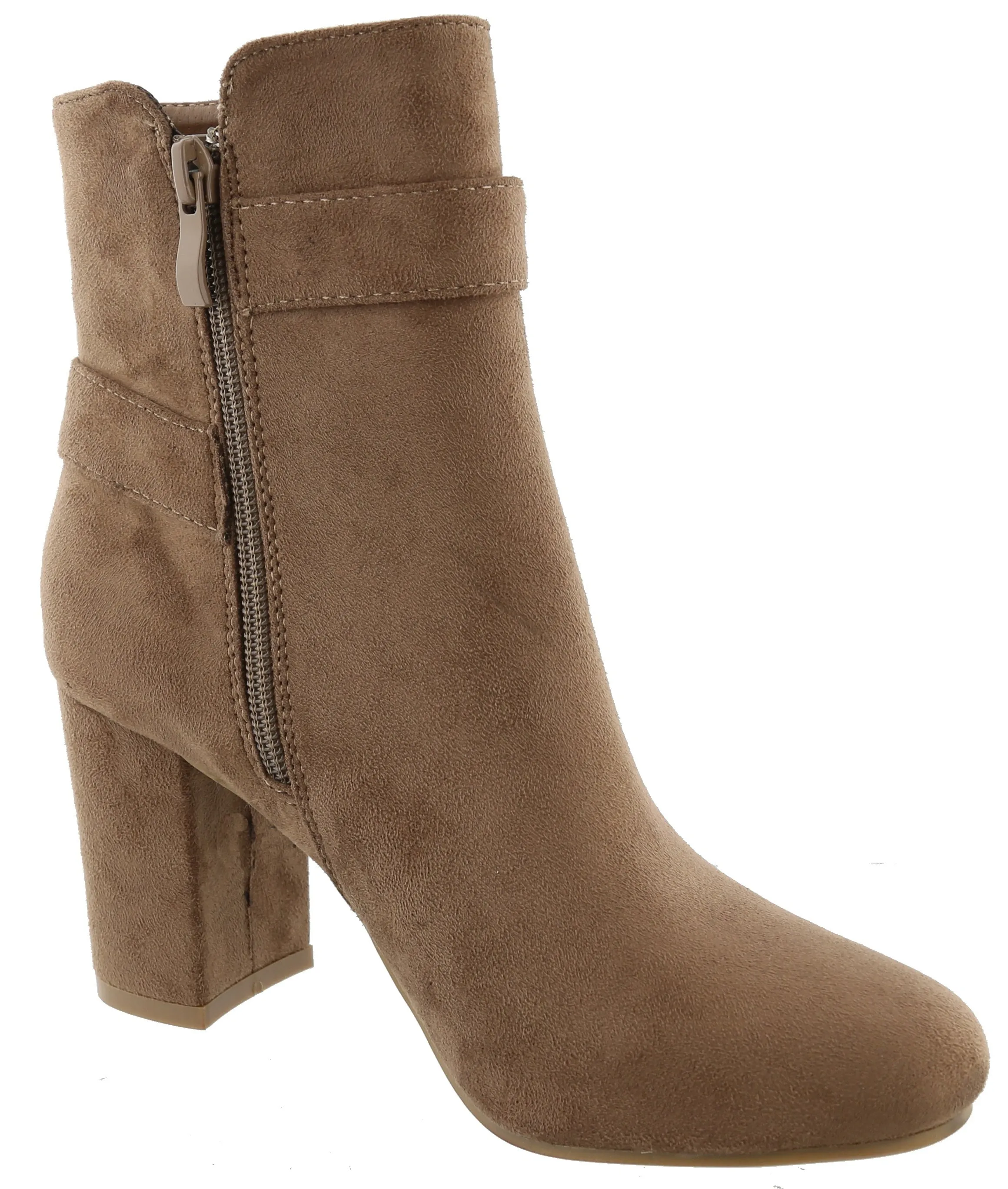 Top Moda Women's Western Strappy Buckle Chunky Stacked Block Heel Ankle Bootie