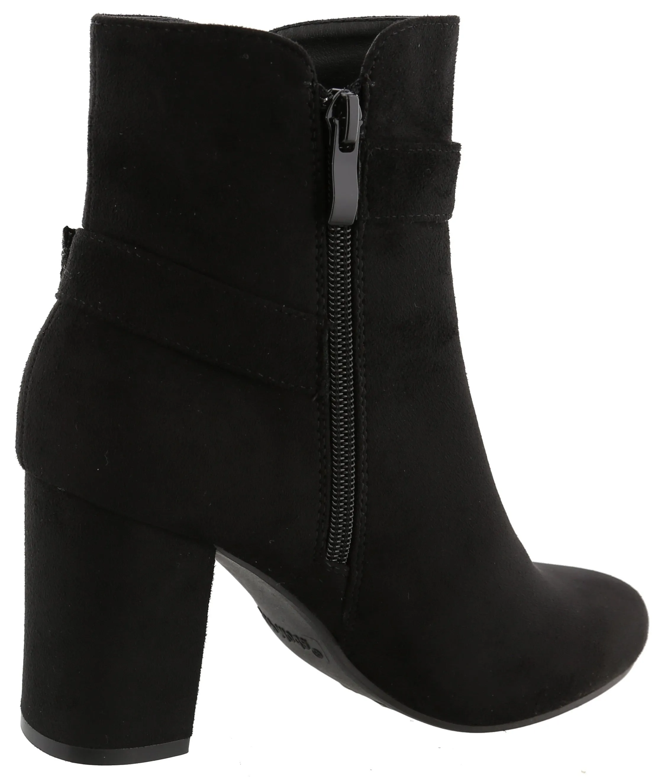 Top Moda Women's Western Strappy Buckle Chunky Stacked Block Heel Ankle Bootie