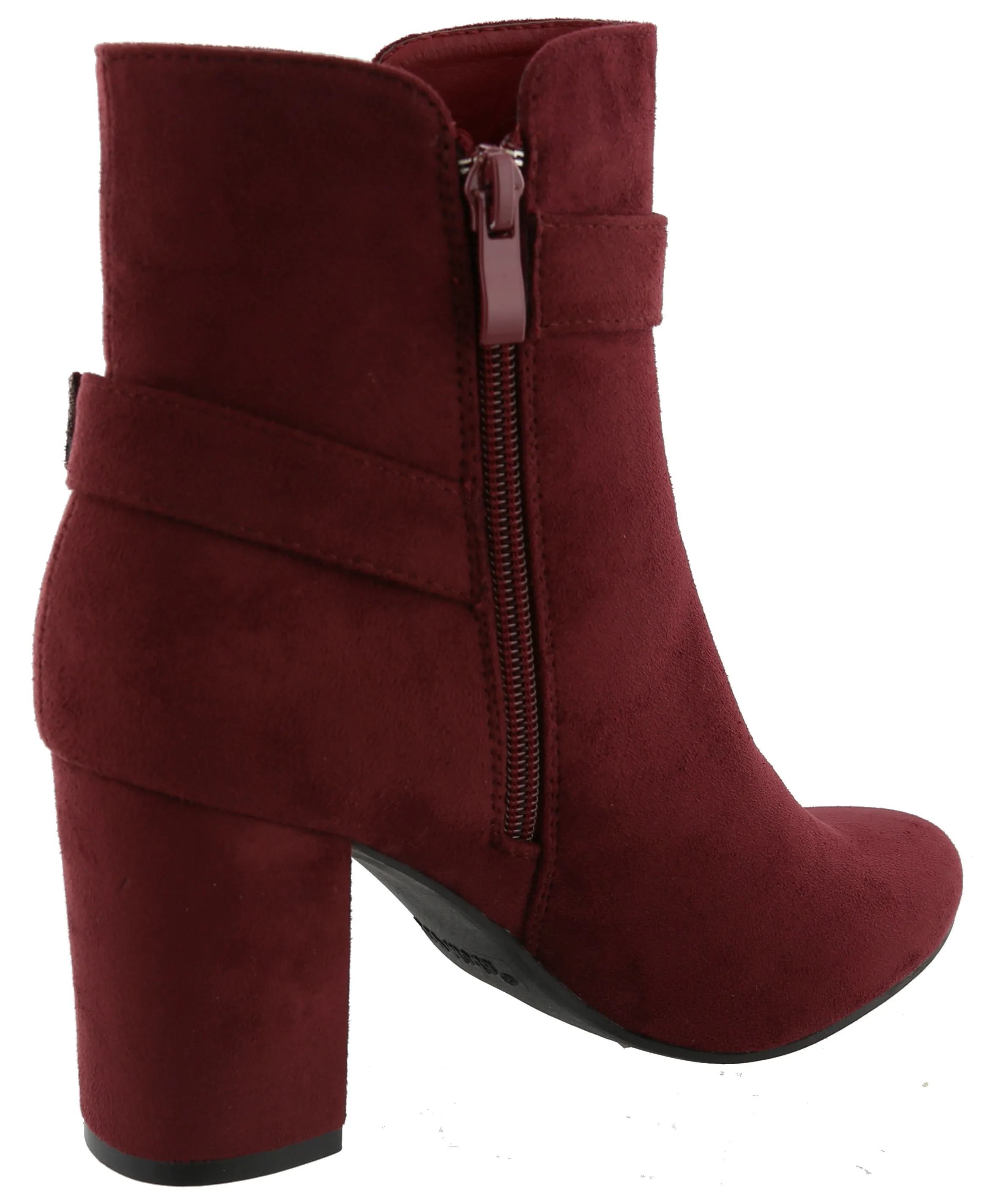 Top Moda Women's Western Strappy Buckle Chunky Stacked Block Heel Ankle Bootie