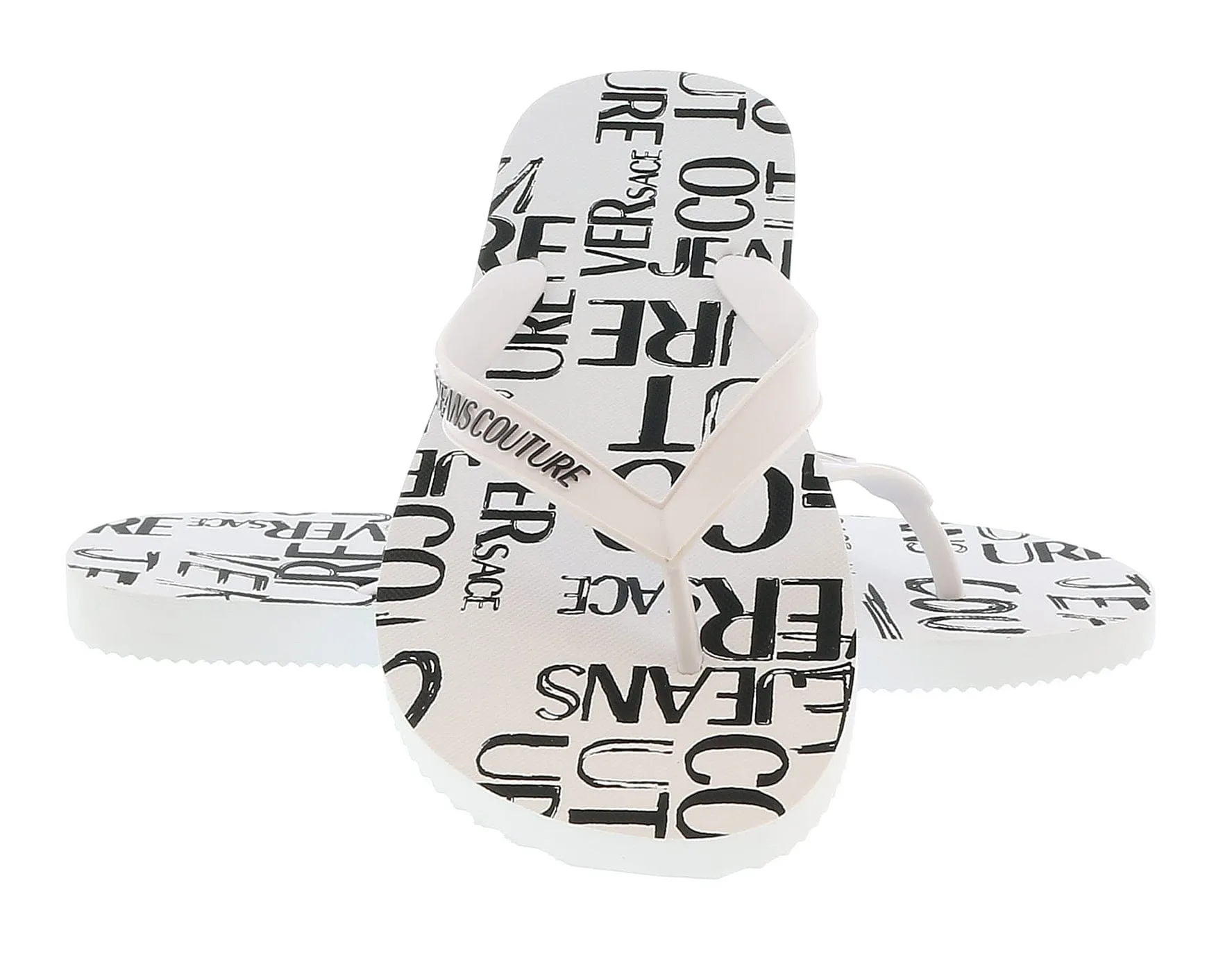 Versace Jeans Couture White All Around  Signature Print  Fashion  Flip Flop-